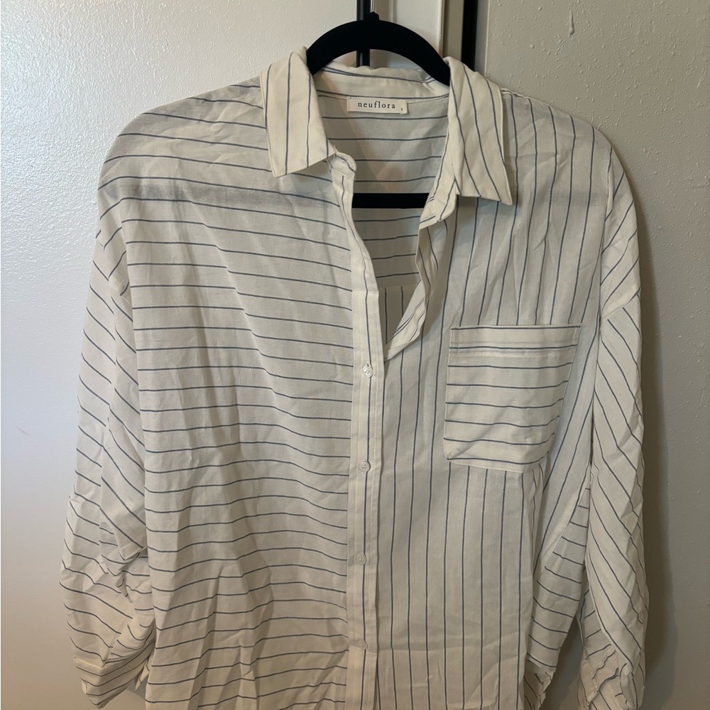 Neuflora White and Blue Striped Shirt